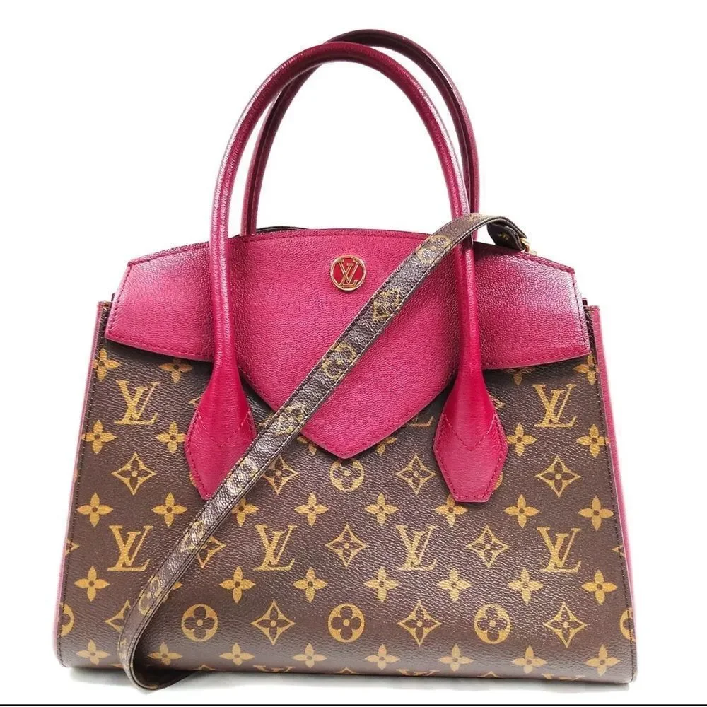 Auth Louis Vuitton Brown Maroon LV Florine Monogram 2way Satchel